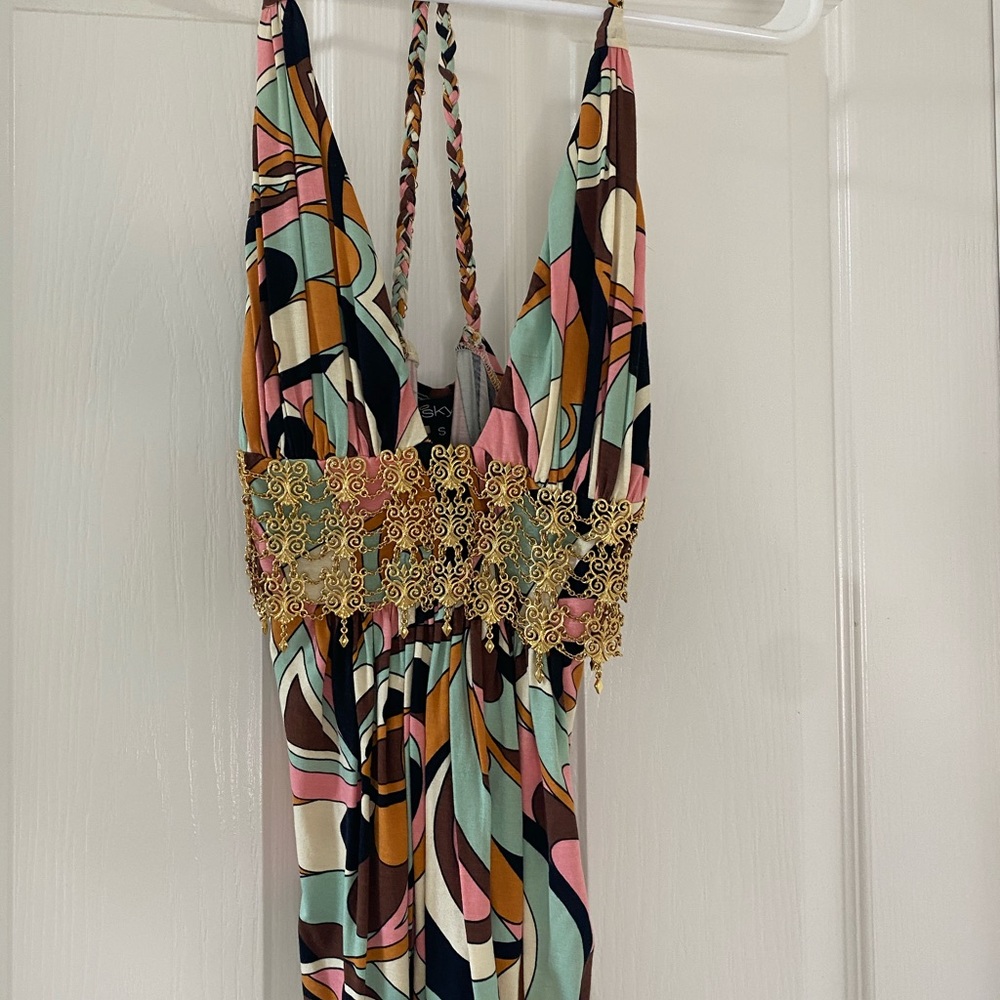 Sky paisley print gold hardware top